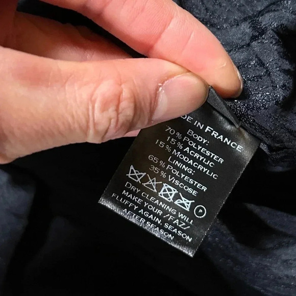 FAZ Not Fur Faux Fur Blue Swing Topper Cropped 3/4 Sleeve Jacket Womens 2 - Picture 11 of 12